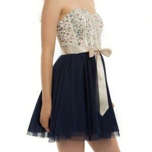 Teeze Me Queen Colleen Strapless Corset Jewel Beaded Tulle Skirt Dres